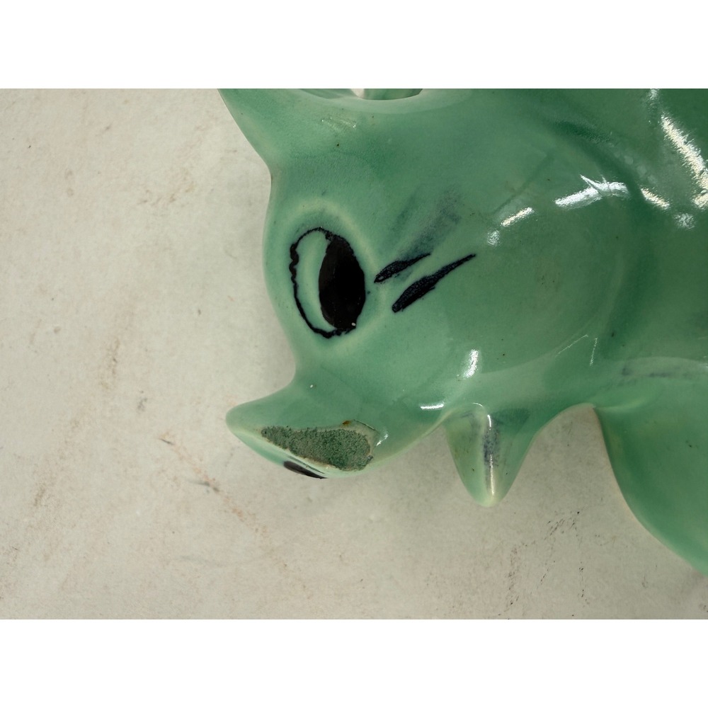 Morton PotteryGreen Pig Wall Pocket Planter Mid Century Decor - Picture 2 of 10